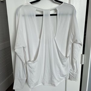 White long sleeve, crossover back Gap Fit shirt